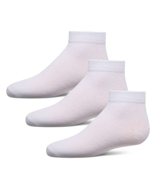 Memoi Unisex Cotton Blend Mid-cut Socks 3-pack In White