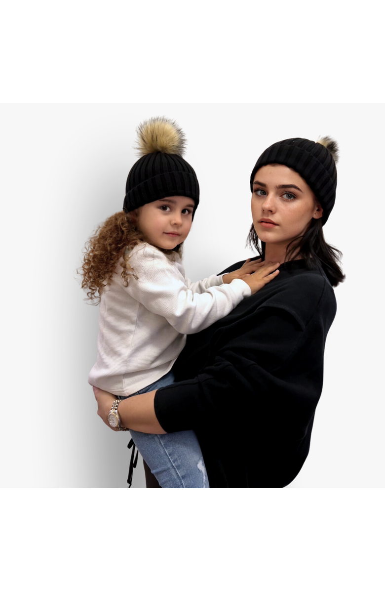 Accouchée Mom n Me Beanie Set, Main, color, Black