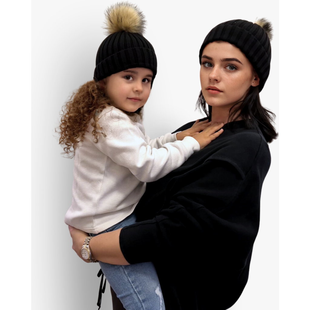 Accouchée Mom N Me Beanie Set In Black