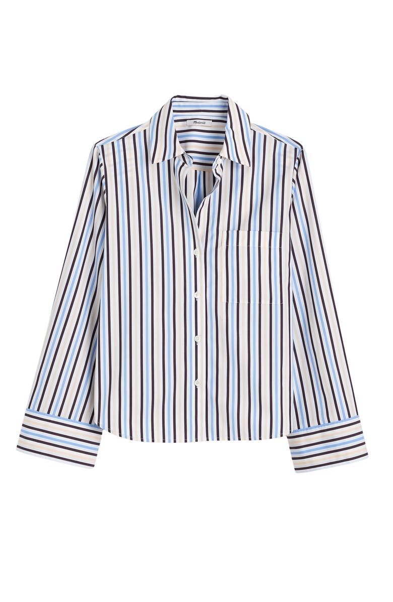 Madewell The Signature Y-Neck Cotton Poplin Button-Up Shirt, Alternate, color, Boardwalk Stripe