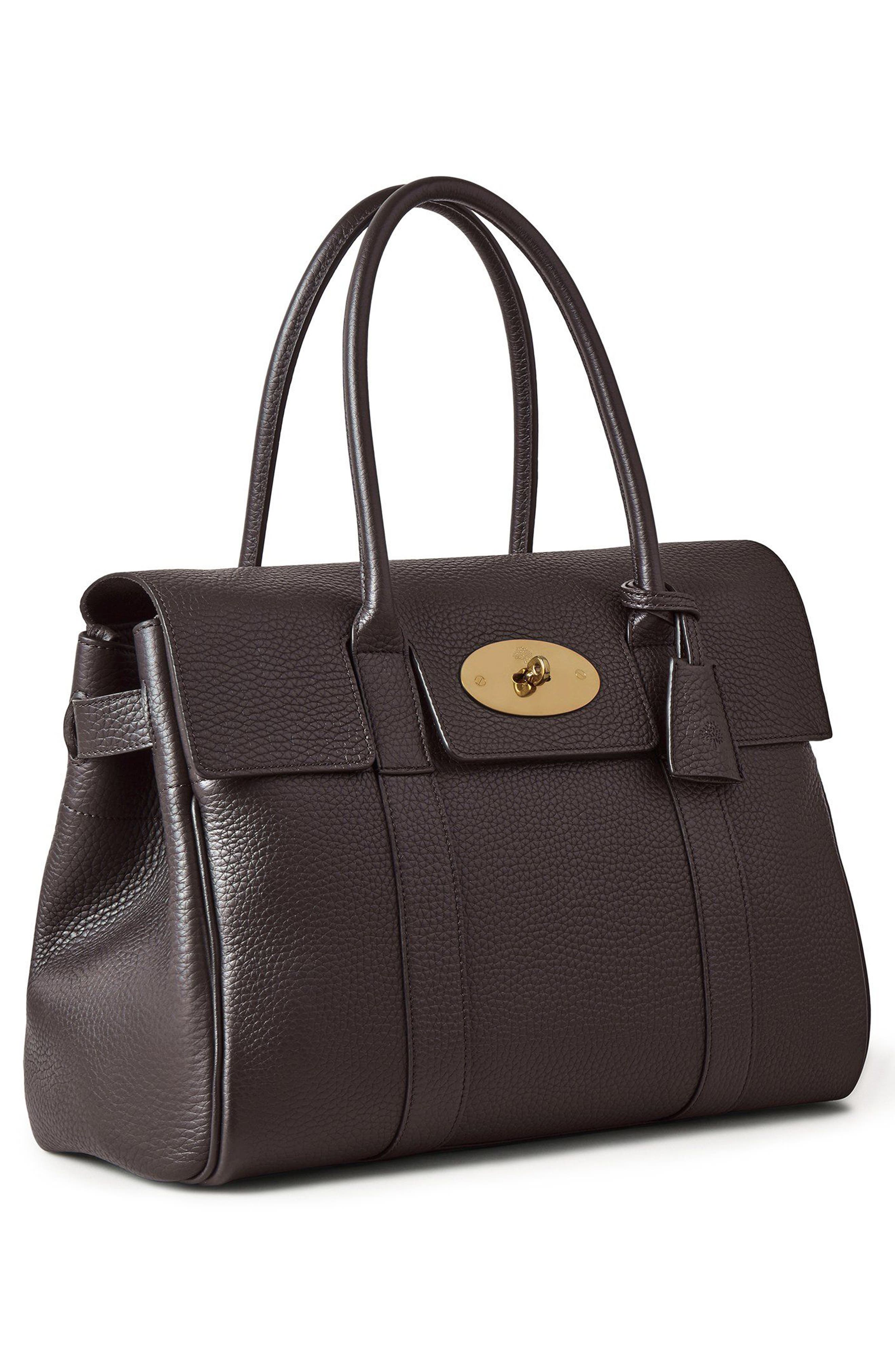 Mulberry Bayswater Leather Satchel, Alternate, color, Ebony