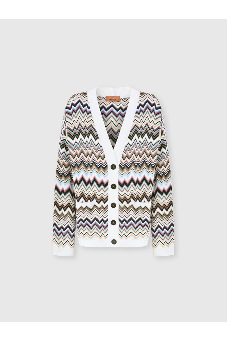 Oversized Wool And Viscose Zig Zag Cardigan, Main, color, Multicoloured