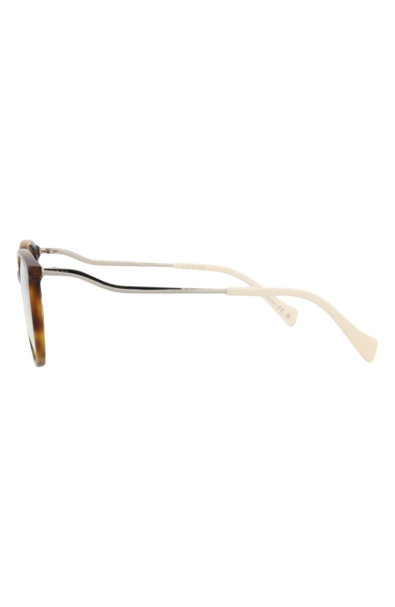Gucci 51mm Round Optical Frames, Alternate, color, Havana Silver Transparent