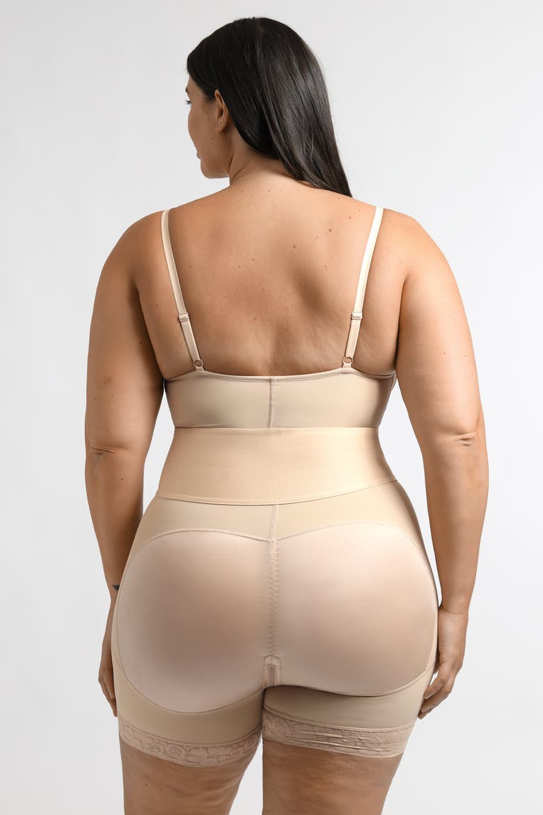 AirSlim ElasticFuse Waistband Shaping Bodysuit, Alternate, color, Buttercream