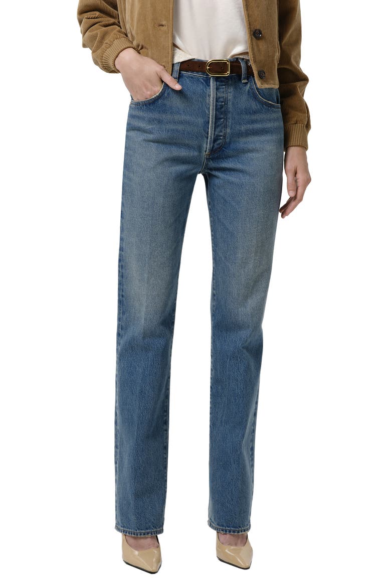 90s High Waist Straight Leg Jeans, Main, color, DIRTY MARTINI MD VINT IND