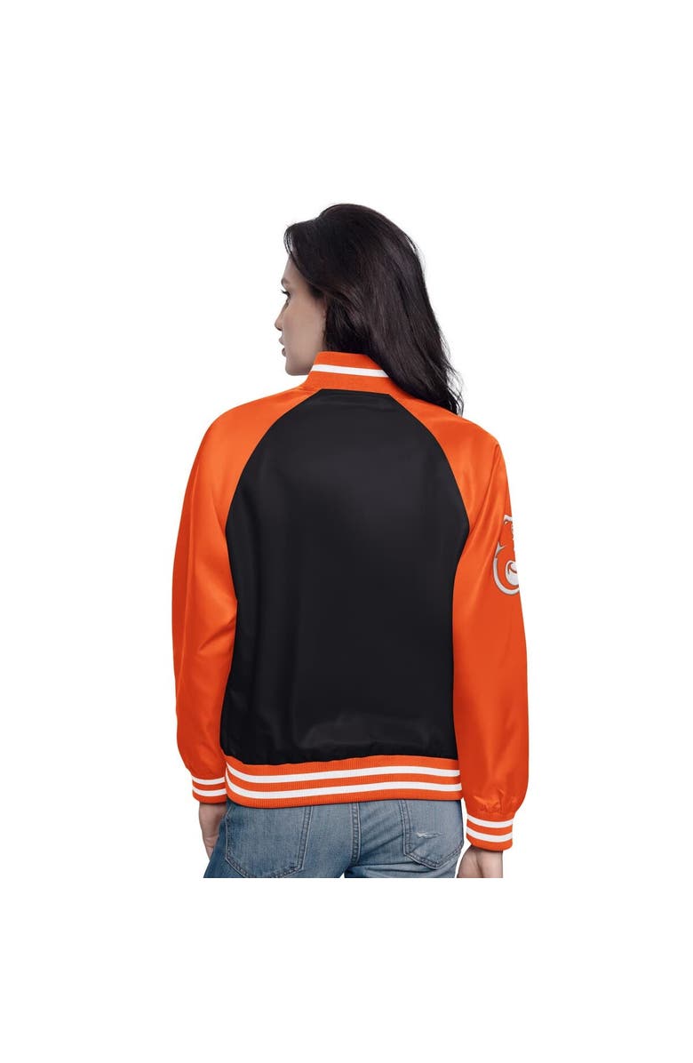 STARTER Women's Starter Black/Orange Baltimore Orioles Home Run Full-Snap Varsity Jacket, Alternate, color, Black