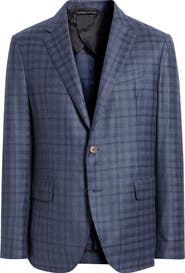 Zanella Treviso Blue Plaid Wool Sport Coat