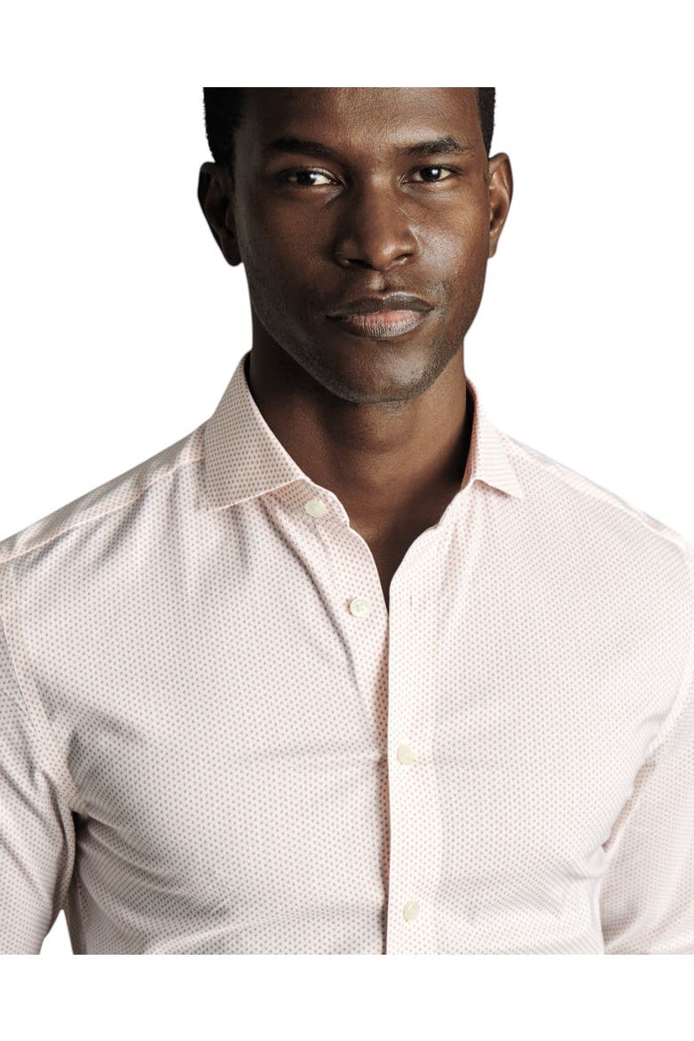 Geo Print Non-Iron Stretch Twill Shirt, Alternate, color, White