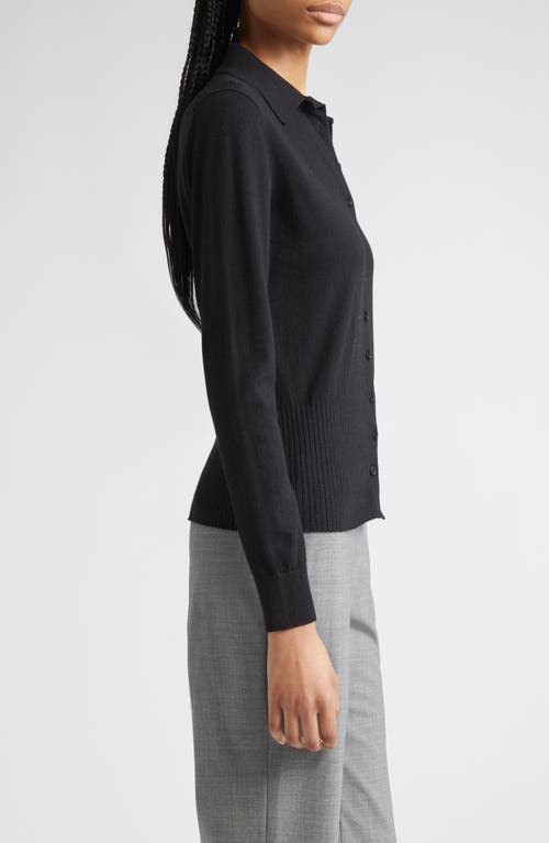 Lafayette 148 New York Rib Trim Button Front Polo Cardigan