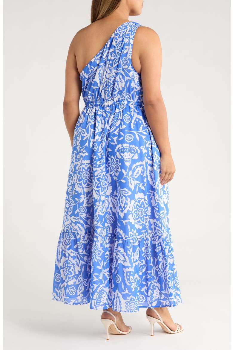 Marny Elya Floral One-Shoulder Cotton Maxi Dress, Alternate, color, BLUE/ WHITE