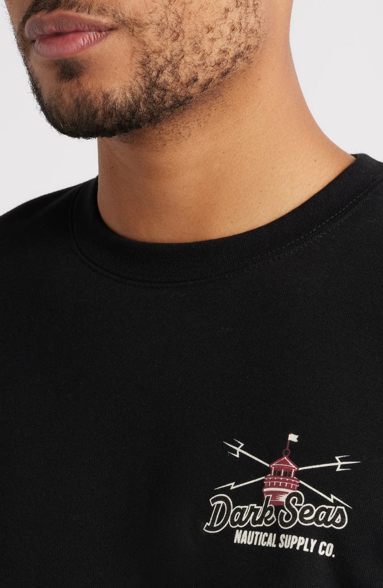 DARK SEAS Beacon Logo Graphic Fleece Sweatshirt, Alternate, color, Black