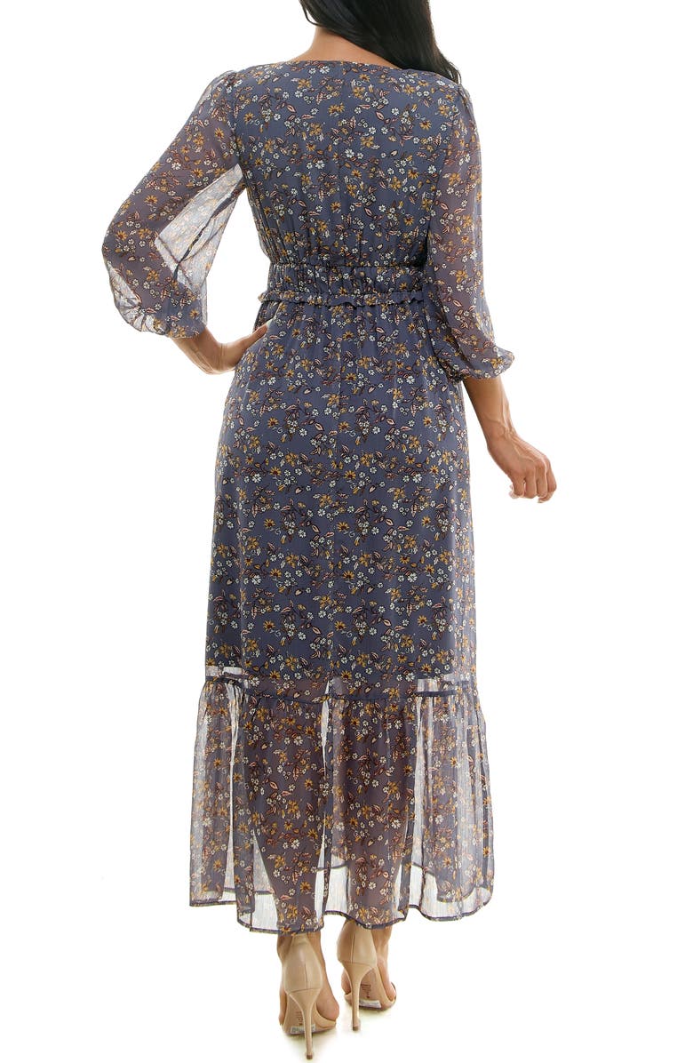 Nina Leonard Floral V-Neck Maxi Dress, Alternate, color, 