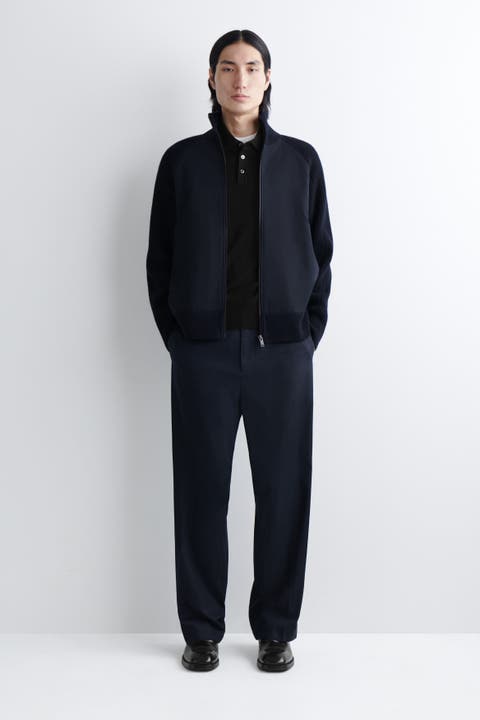 Cotton-Paneled Merino Track Jacket