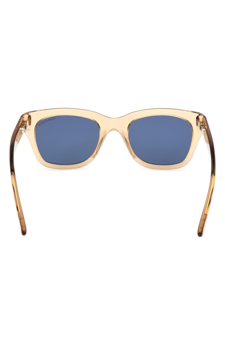 TOM FORD Snowdon 52mm Square Sunglasses, Alternate, color, Champagne / T Logo / Blue
