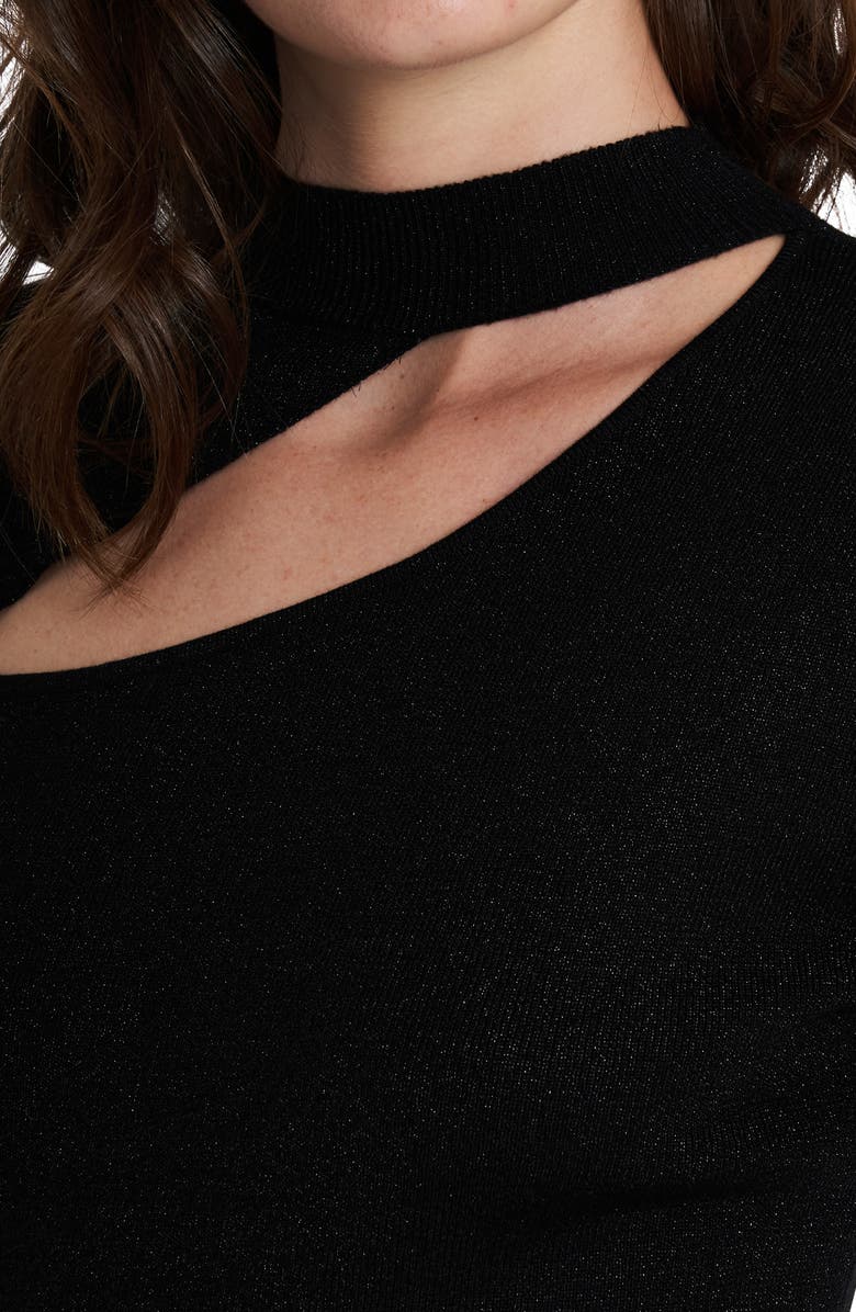 Vince Camuto Metallic Cutout Detail Long Sleeve Top, Alternate, color,