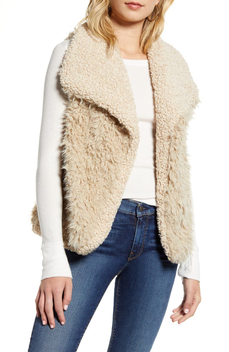 Woven Heart Reversible Faux Fur & Faux Shearling Vest, Alternate, color,