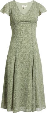 Open Edit Short Sleeve Godet Pleat Dress