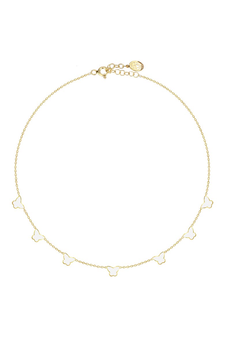 Butterfly Enamel Station Necklace, Main, color, GOLD