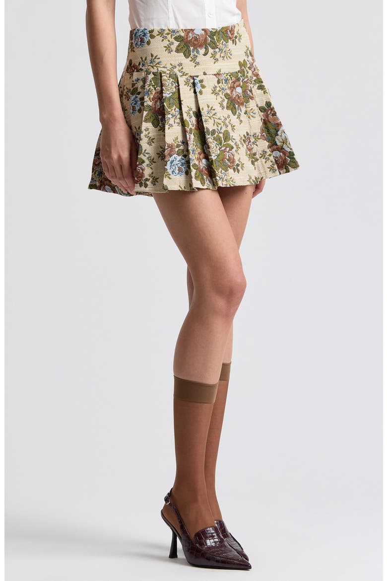 Pleated Floral Skort, Alternate, color, TAUPE FLORAL