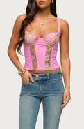 EDIKTED Inka Sequin Beaded Floral Underwire Top