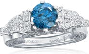 SOUZANA by Suzy Levian 14K White Gold 1.20ct Blue Diamond & 0.53cttw Diamond Ring