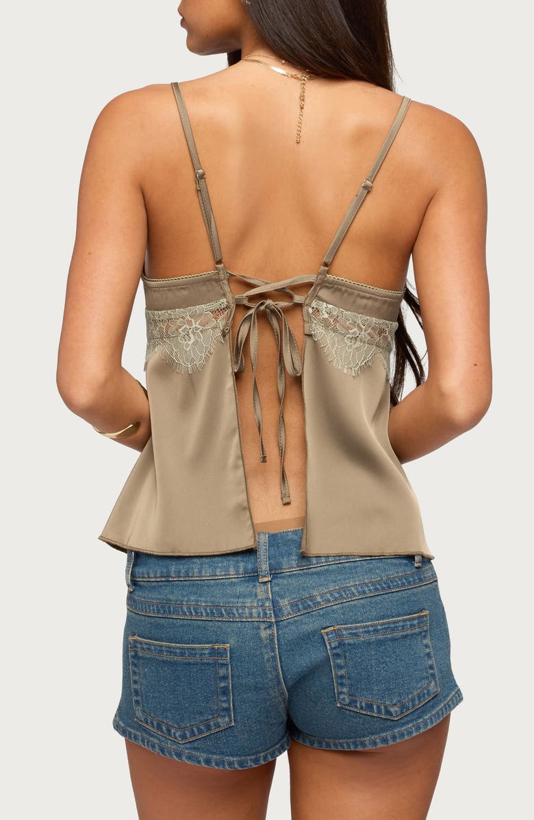 EDIKTED Lace Trim Satin Camisole, Alternate, color,