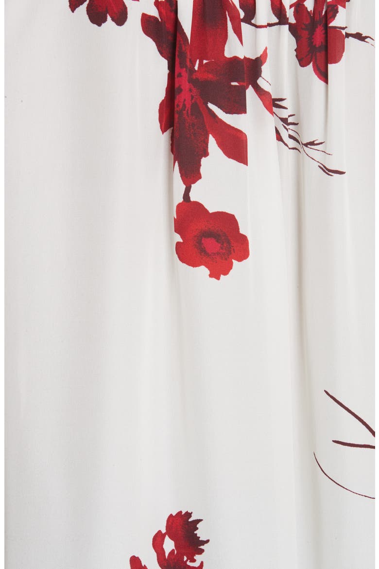 Angeletta Tie Neck Floral Silk Blouse, Alternate, color, PORCELAIN