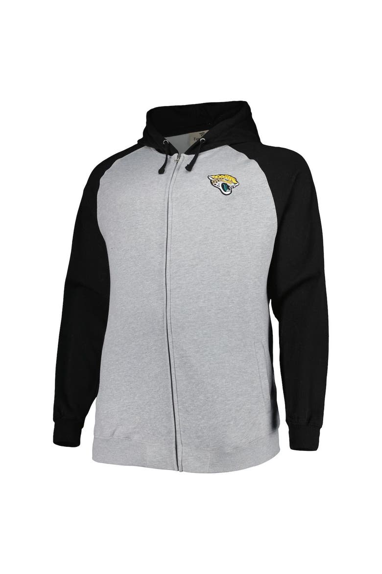 Men's Heather Gray Jacksonville Jaguars Big & Tall Fleece Raglan Full-Zip Hoodie Jacket, Alternate, color, Heather Gray