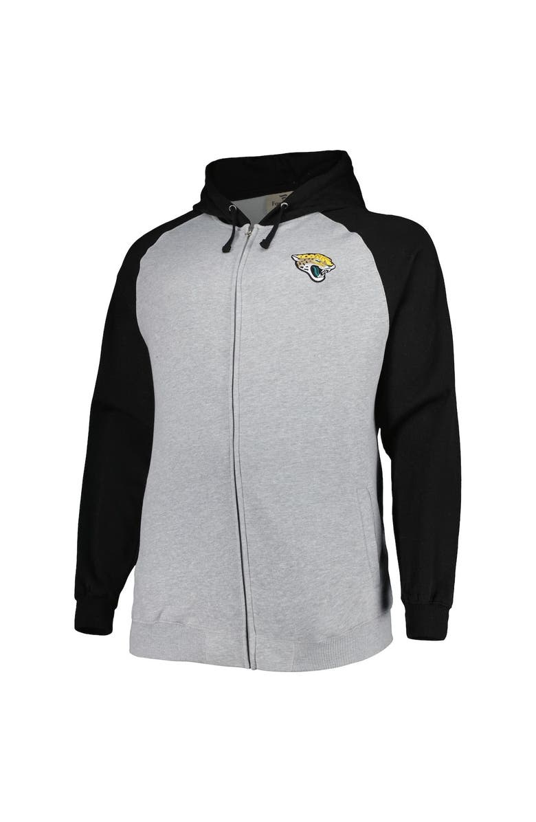 PROFILE Men's Heather Gray Jacksonville Jaguars Big & Tall Fleece Raglan Full-Zip Hoodie Jacket, Alternate, color, Heather Gray