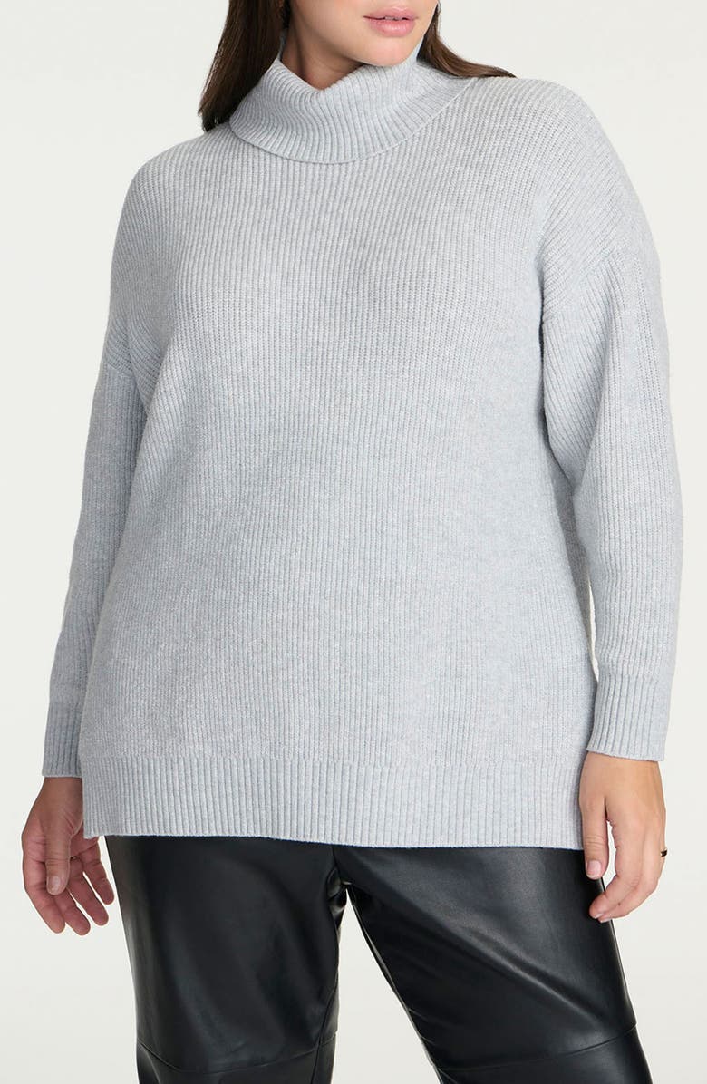 ELOQUII Medium Gauge Rib Turtleneck Sweater, Main, color, 