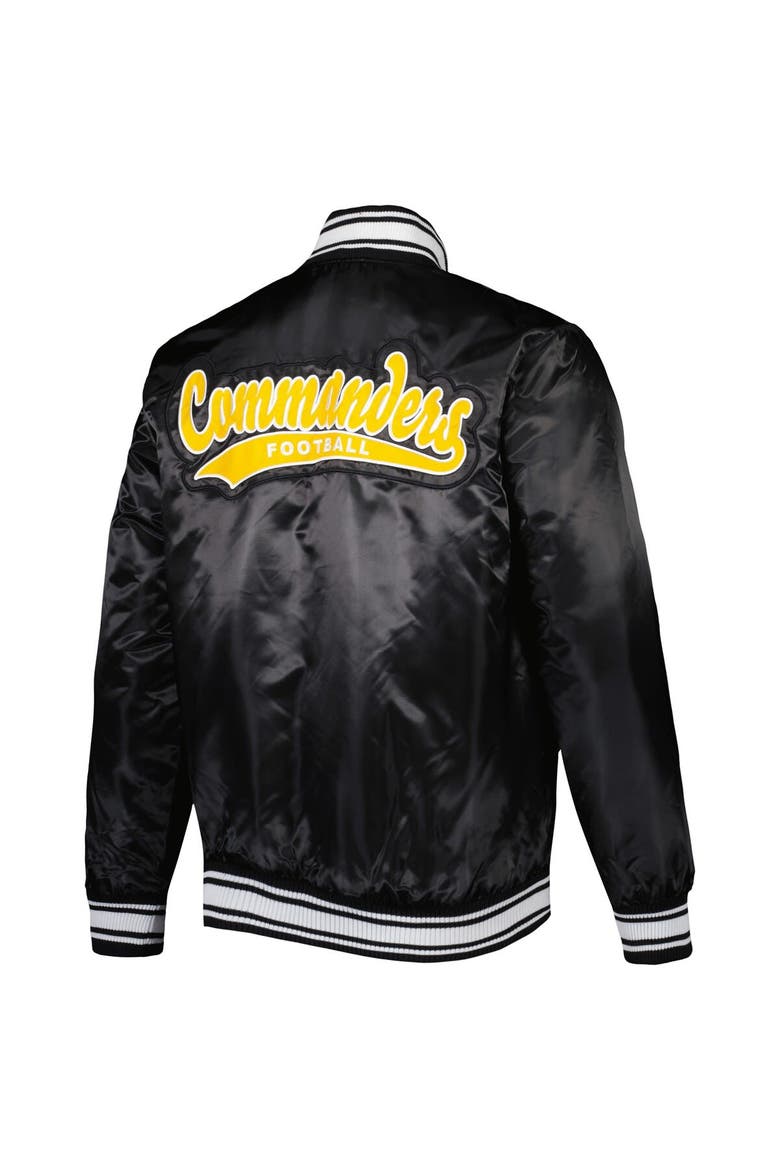 Men's Starter Black Washington Commanders Locker Room Satin Varsity Full-Snap Jacket, Alternate, color, Black