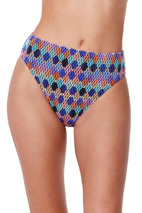Retro Riviera High Waist Netted Crochet Swim Bottom