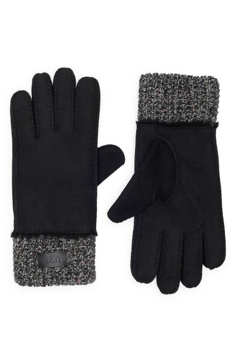 Sheepskin Genuine Shearling & Knit Cuff Gloves