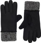 UGG® Sheepskin Genuine Shearling & Knit Cuff Gloves