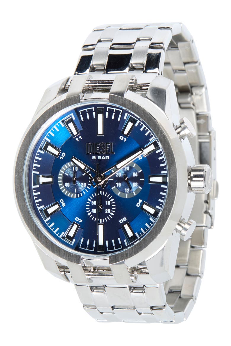 Split Bracelet Strap Chronograph Watch, Main, color, SILVER