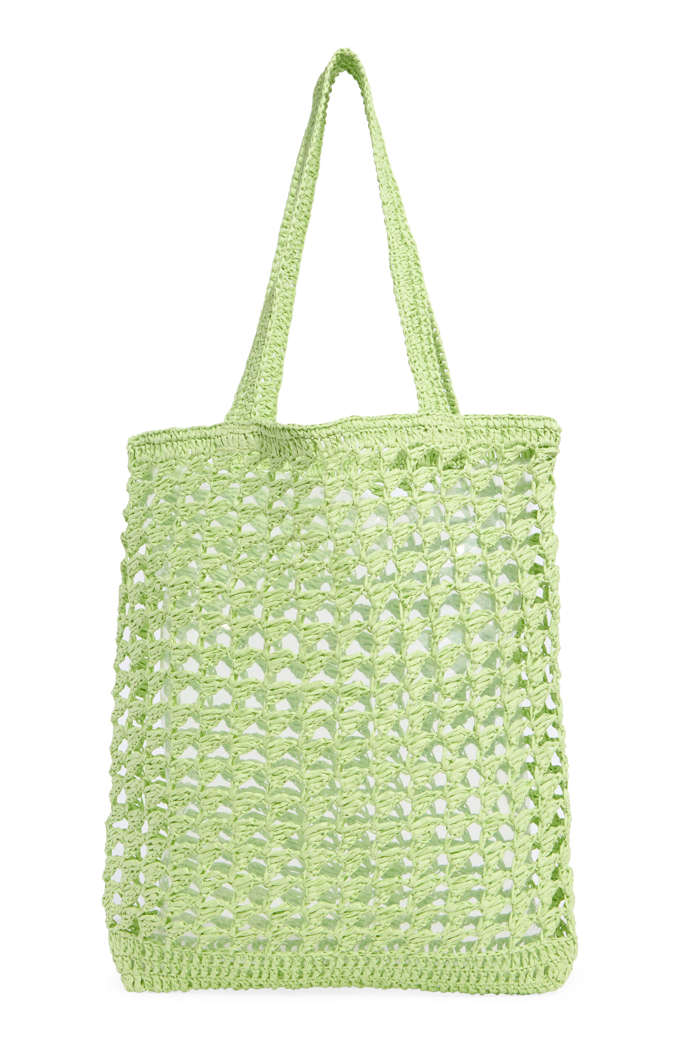 Straw Tote Bag, Alternate, color, LIME