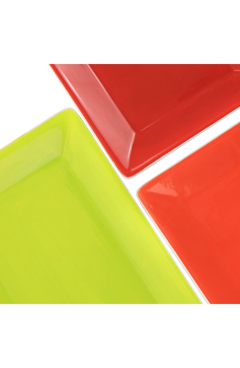 Gibson Home Crenshaw Hand Painted Stoneware 3-Tier Serving Set with Metal Rack color, Alternate, color, Assorted