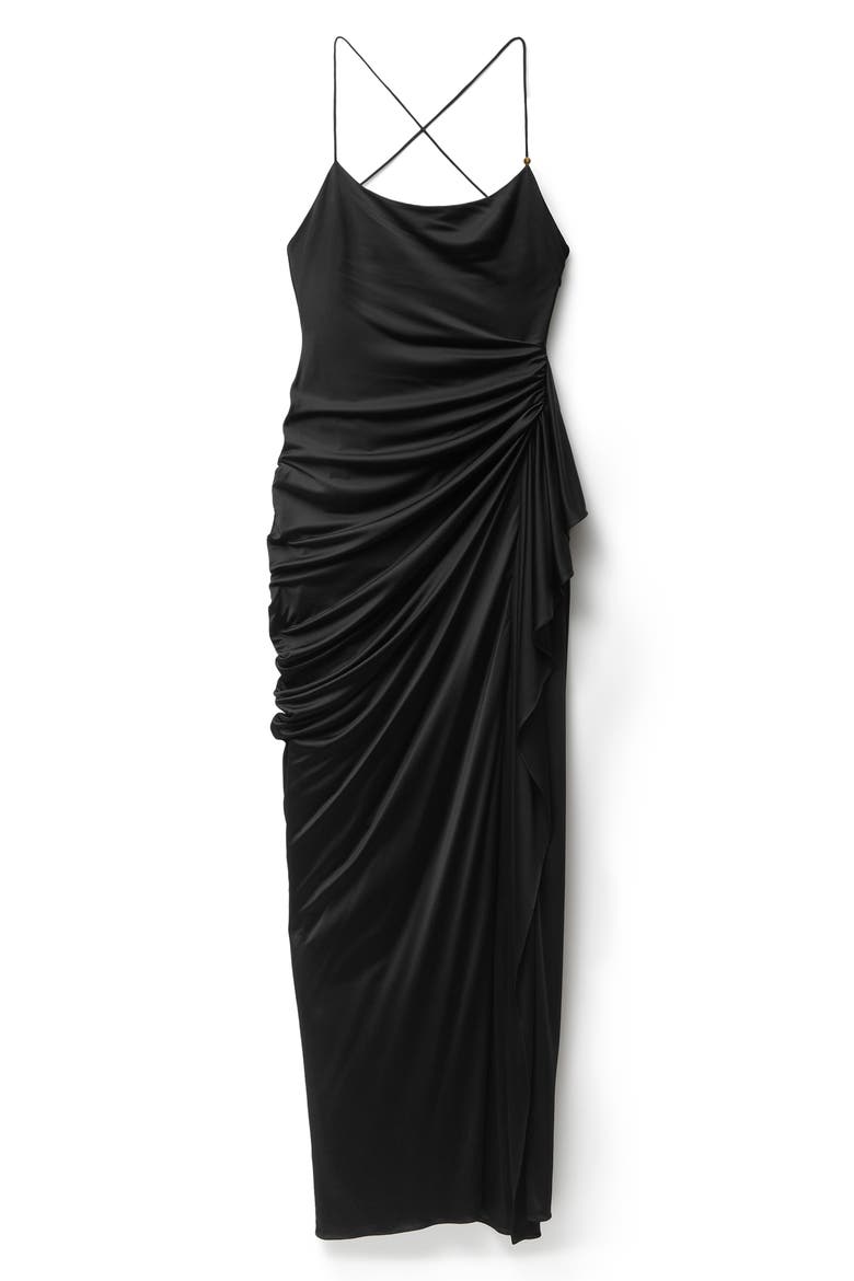 Liquid Drape Jersey Gown, Alternate, color, BLACK