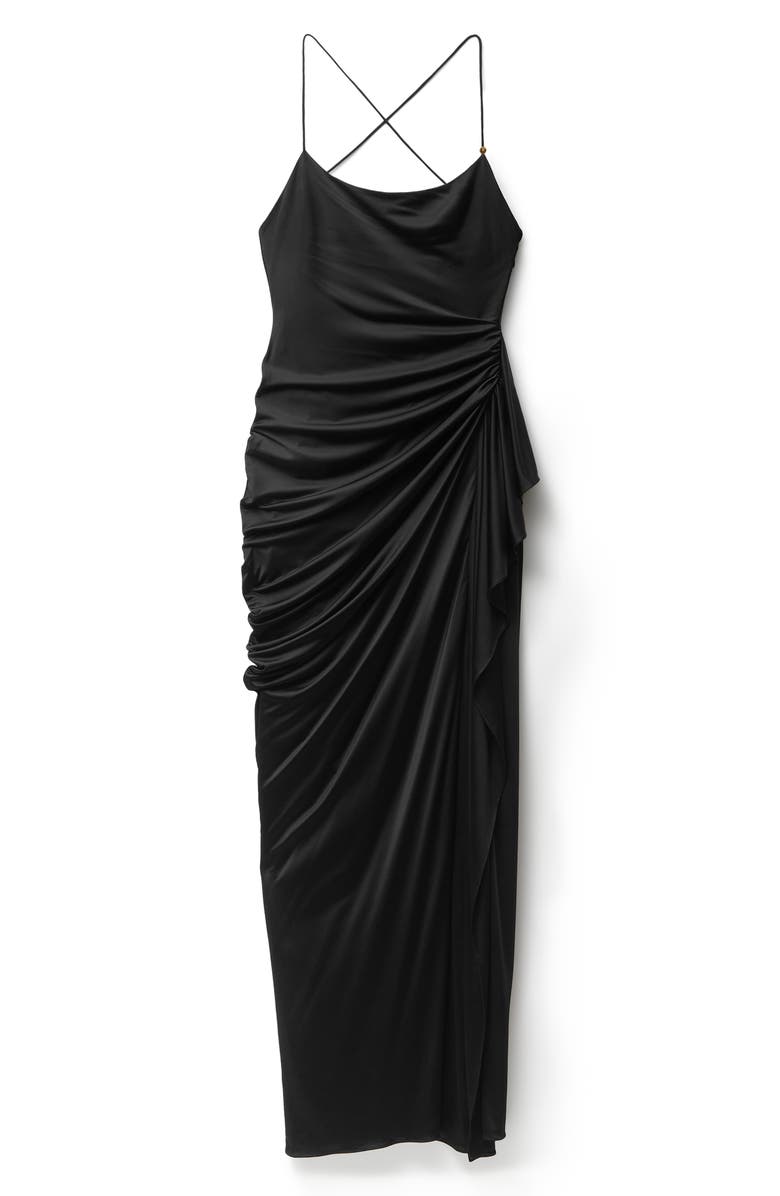 Versace Liquid Drape Jersey Gown, Alternate, color, Black