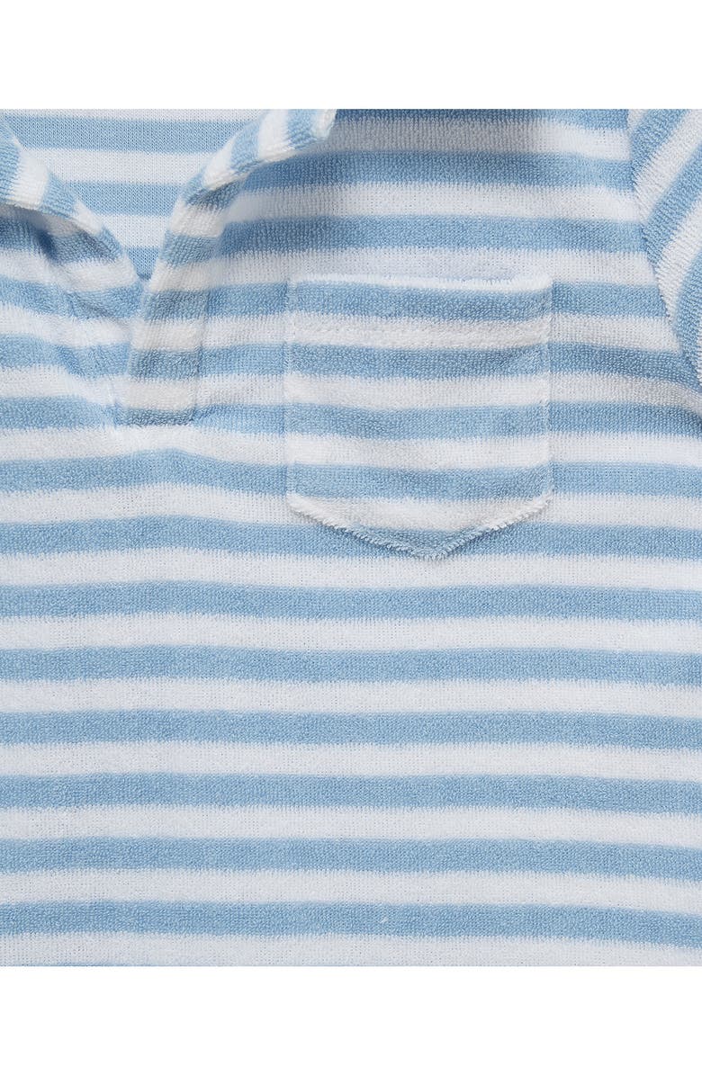 Little Me Stripe Terry Polo & Shorts Set, Alternate, color, Blue