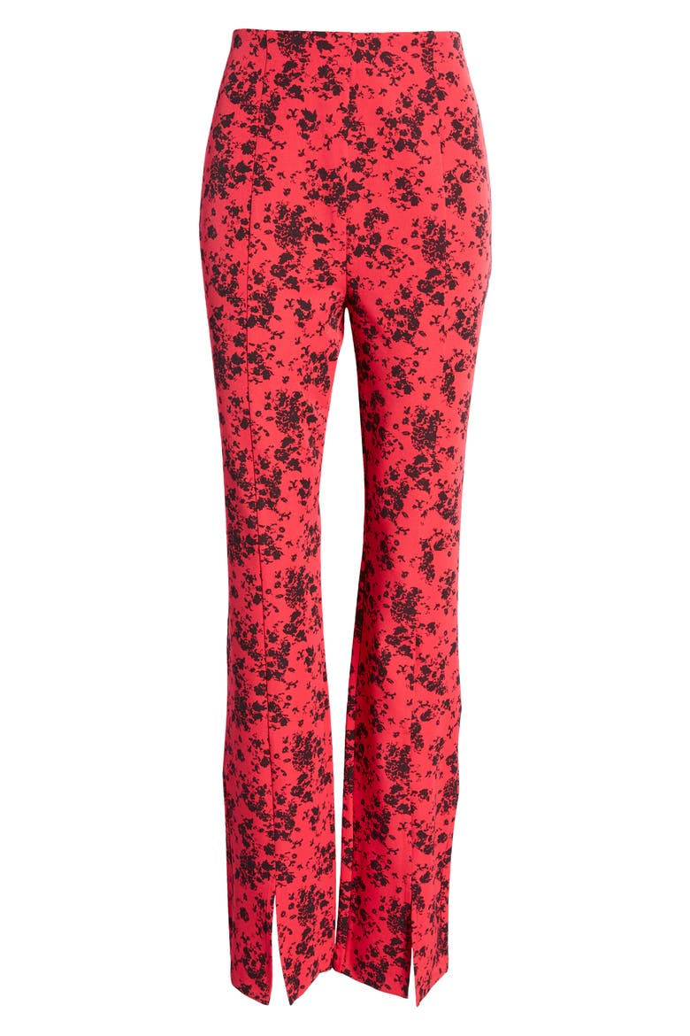 Slim Fit Split Hem Pants, Alternate, color, RED- BLACK JARDIN FLORAL