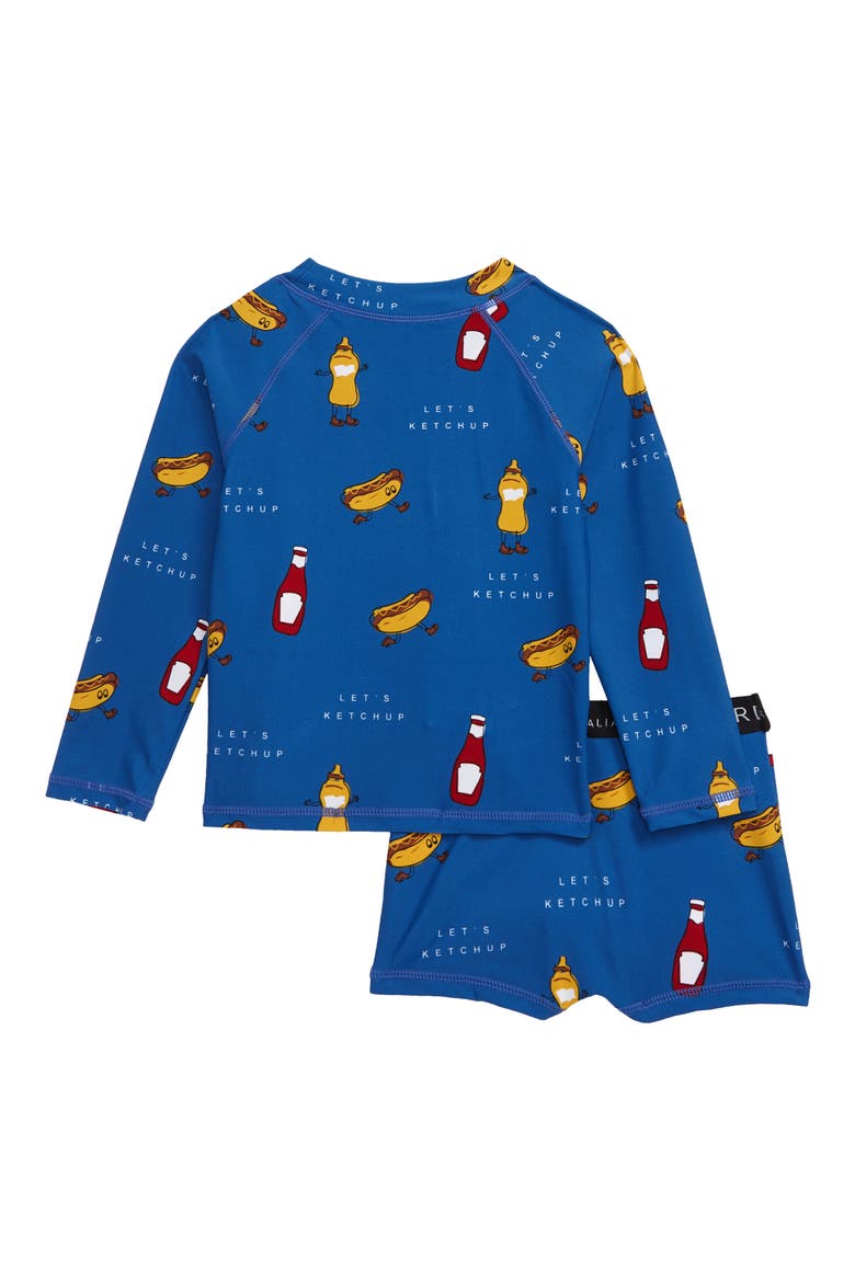 Ketchup Two-Piece Rashguard Swimsuit, Alternate, color, BLUE