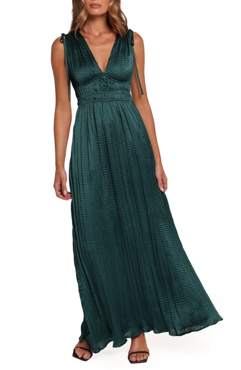 Kamara Pleated V-Neck Maxi Dress