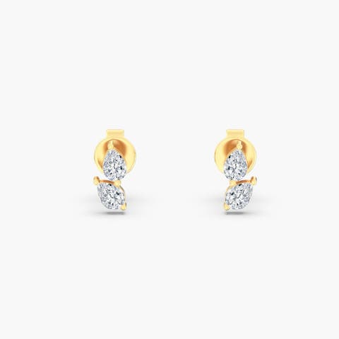 Petite Pear Duo Lab Diamond Studs in 14K Gold