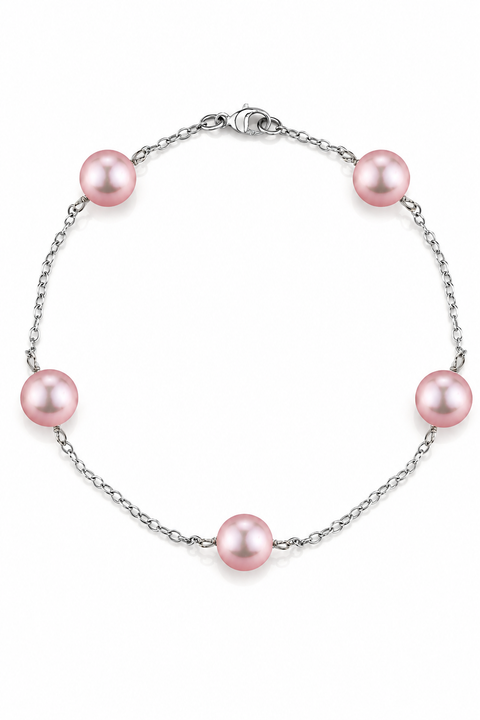 14K Gold Pink Freshwater Pearl Tincup Bracelet