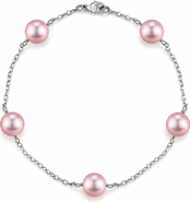 The Pearl Source 14K Gold Pink Freshwater Pearl Tincup Bracelet