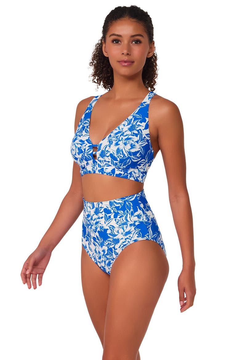 Hannah High Waist Bikini Swim Bottoms, Alternate, color, Chelsea Petals