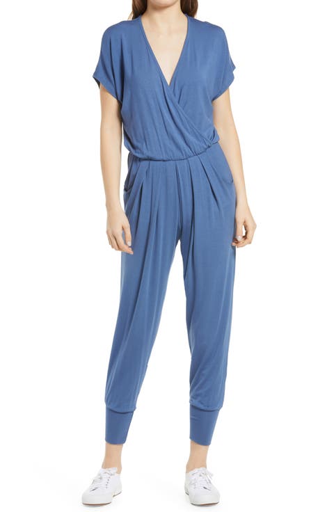 Short Sleeve Wrap Top Jumpsuit