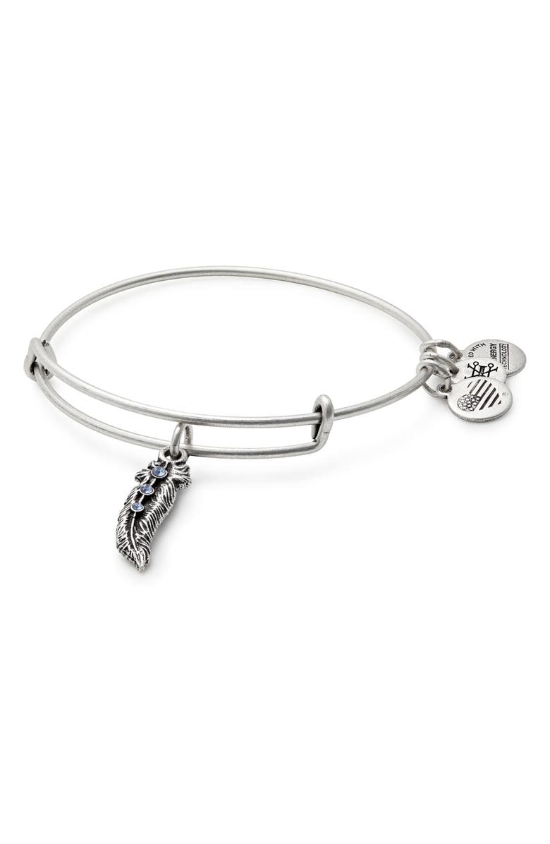 Alex and Ani Feather Adjustable Wire Bangle, Main, color, 