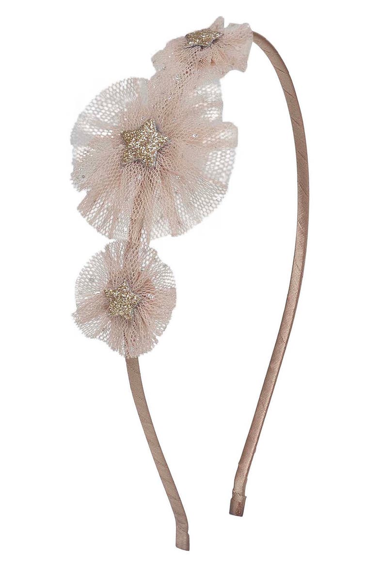 Alice Tulle Rosette Headband, Main, color, LIGHT BEIGE